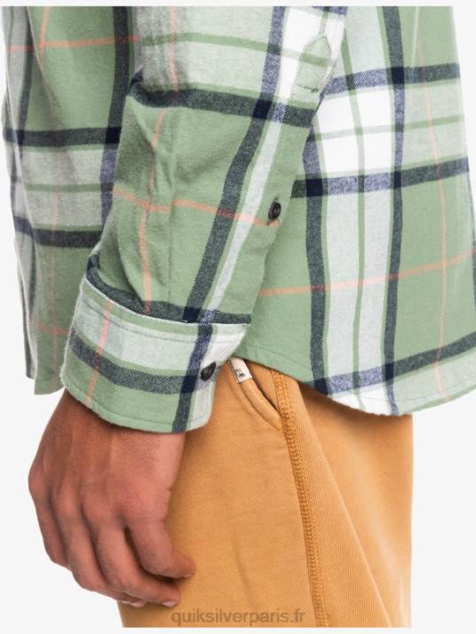 Hommes Quiksilver chemise en flanelle stretch à manches longues tilleul D6PT1427 loden frost tilleul stretch