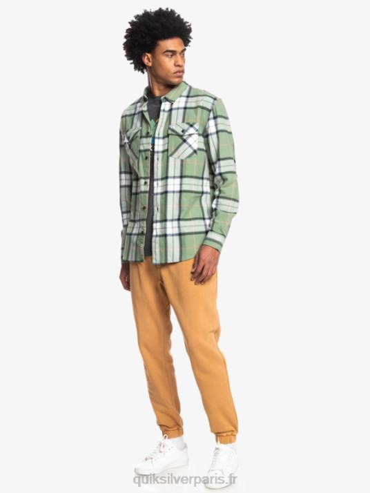 Hommes Quiksilver chemise en flanelle stretch à manches longues tilleul D6PT1427 loden frost tilleul stretch