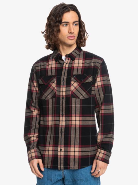 Hommes Quiksilver chemise en flanelle stretch à manches longues tilleul D6PT1428 tronçon de tilleul noir