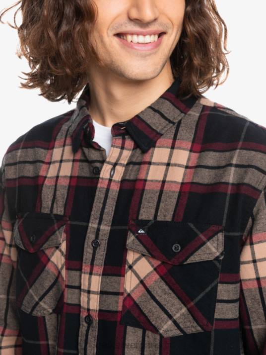 Hommes Quiksilver chemise en flanelle stretch à manches longues tilleul D6PT1428 tronçon de tilleul noir