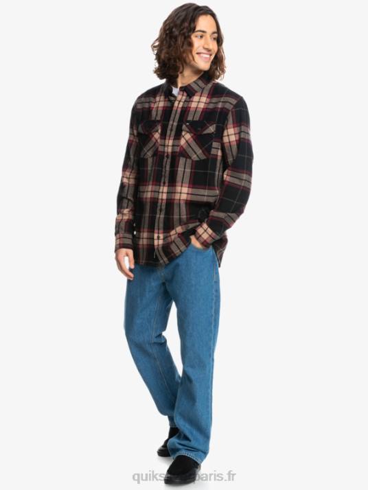 Hommes Quiksilver chemise en flanelle stretch à manches longues tilleul D6PT1428 tronçon de tilleul noir