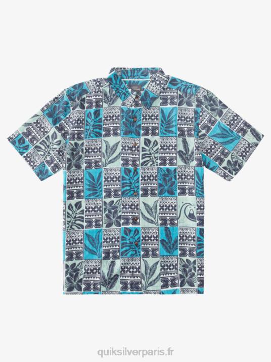 Hommes Quiksilver chemise hawaïenne waterman leaf boxes D6PT915 boîtes de feuilles bleu turquoise