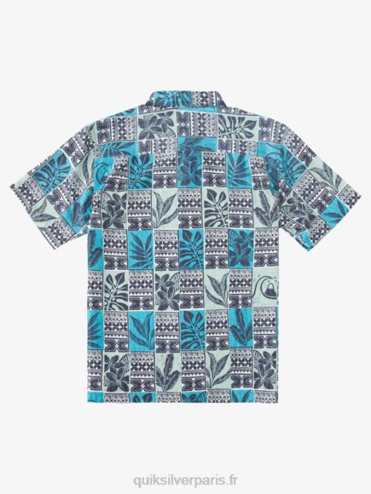 Hommes Quiksilver chemise hawaïenne waterman leaf boxes D6PT915 boîtes de feuilles bleu turquoise