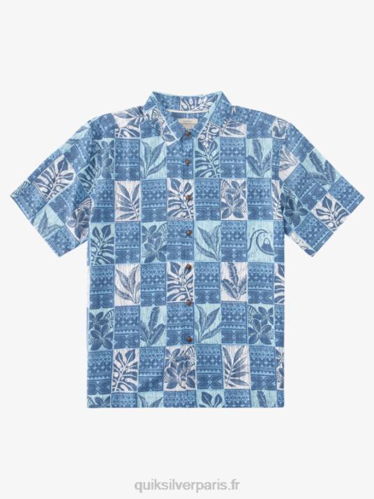 Hommes Quiksilver chemise hawaïenne waterman leaf boxes D6PT917 boîtes à feuilles bleu crépuscule
