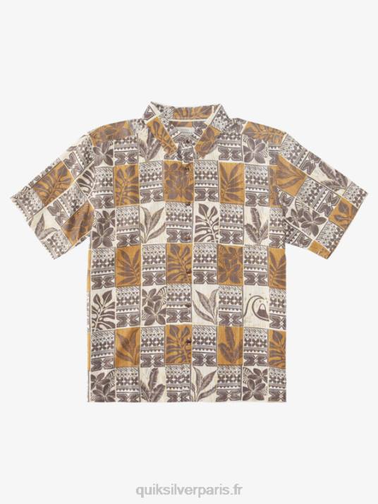Hommes Quiksilver chemise hawaïenne waterman leaf boxes D6PT918 boîtes de feuilles de riz brun