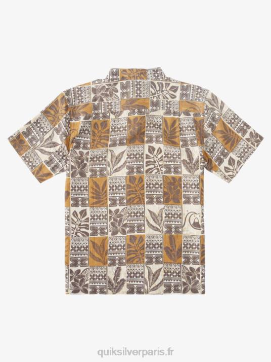 Hommes Quiksilver chemise hawaïenne waterman leaf boxes D6PT918 boîtes de feuilles de riz brun