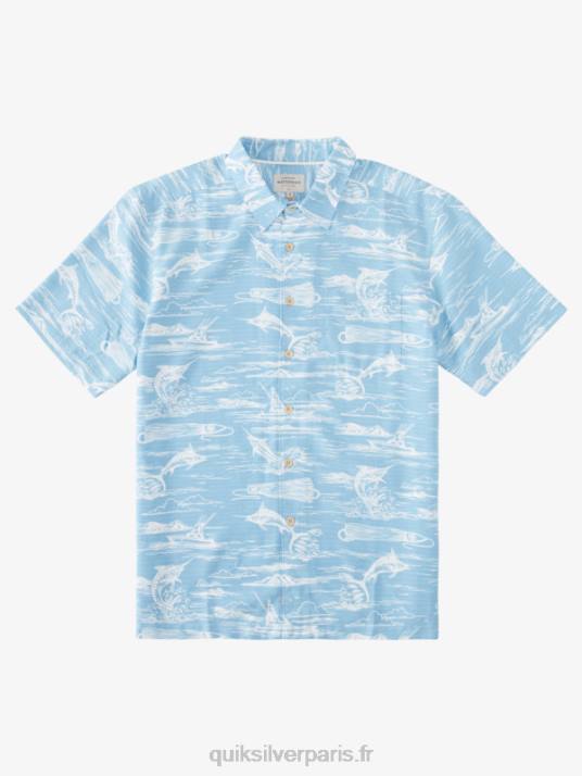 Hommes Quiksilver chemise hawaïenne waterman marlin jig D6PT900 gabarit de marlin bleu crépuscule