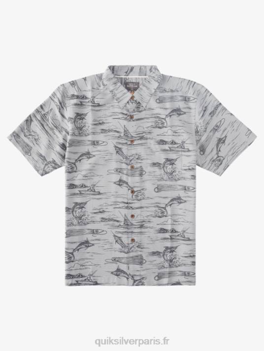 Hommes Quiksilver chemise hawaïenne waterman marlin jig D6PT901 gabarit de marlin noir