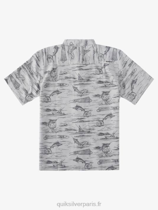 Hommes Quiksilver chemise hawaïenne waterman marlin jig D6PT901 gabarit de marlin noir