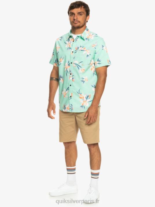 Hommes Quiksilver chemise à manches courtes D6PT1089 verre de plage holidazé