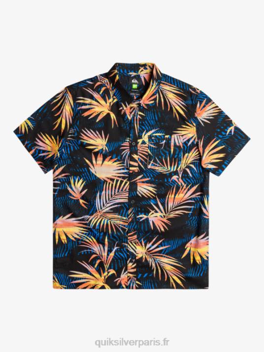 Hommes Quiksilver chemise à manches courtes en coton déchiré D6PT1239 noir déchiré
