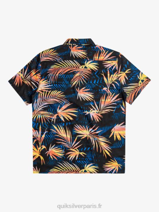 Hommes Quiksilver chemise à manches courtes en coton déchiré D6PT1239 noir déchiré