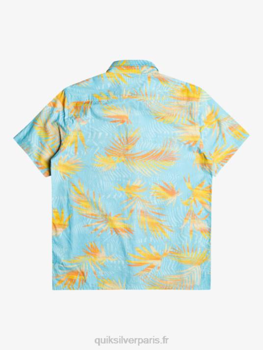Hommes Quiksilver chemise à manches courtes en coton déchiré D6PT1240 bleu ciel déchiré