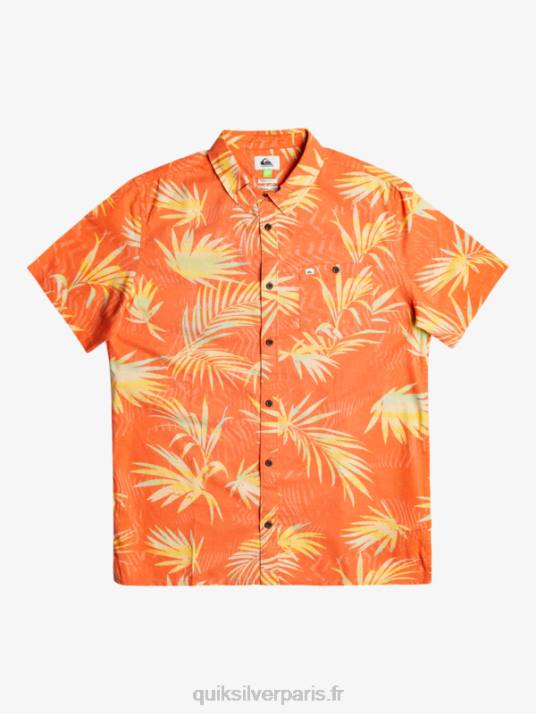 Hommes Quiksilver chemise à manches courtes en coton déchiré D6PT1241 saumon frais déchiqueté
