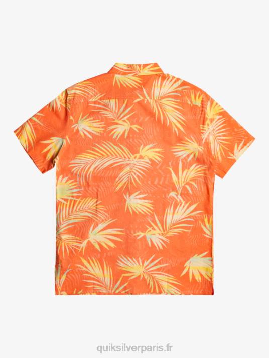 Hommes Quiksilver chemise à manches courtes en coton déchiré D6PT1241 saumon frais déchiqueté