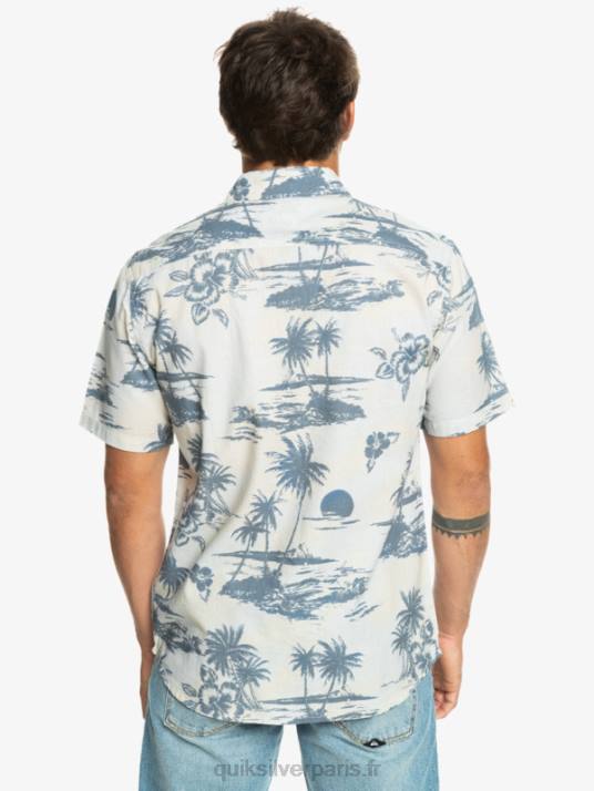 Hommes Quiksilver chemise à manches courtes en coton à flux d\'air D6PT1368 flux d\'air de bouleau