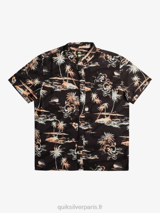 Hommes Quiksilver chemise à manches courtes en coton à flux d\'air D6PT1369 flux d\'air noir