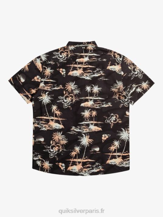 Hommes Quiksilver chemise à manches courtes en coton à flux d\'air D6PT1369 flux d\'air noir