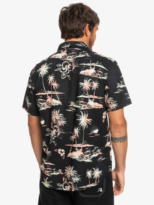 Hommes Quiksilver chemise à manches courtes en coton à flux d\'air D6PT1369 flux d\'air noir