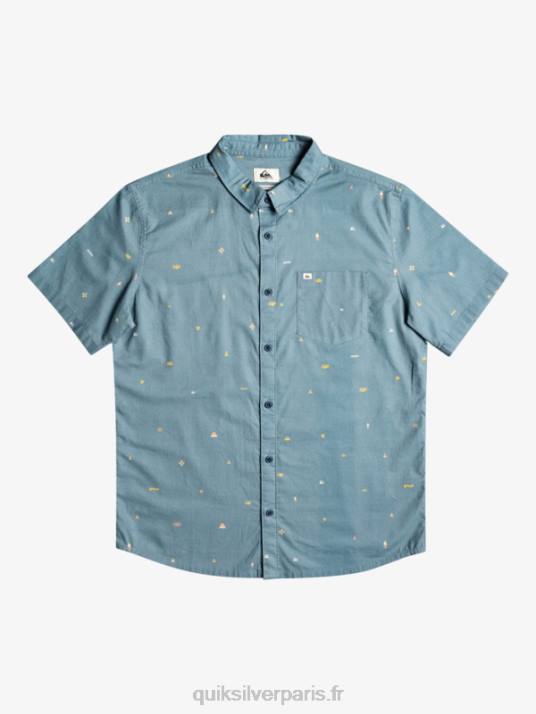 Hommes Quiksilver chemise à manches courtes espacées D6PT1629 bleu provincial espacé