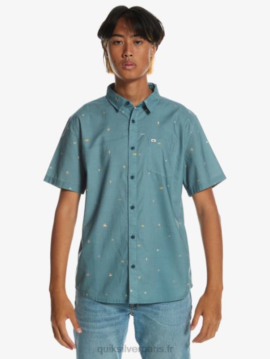 Hommes Quiksilver chemise à manches courtes espacées D6PT1629 bleu provincial espacé