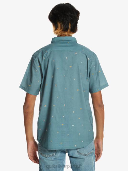 Hommes Quiksilver chemise à manches courtes espacées D6PT1629 bleu provincial espacé