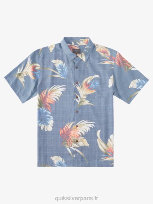 Hommes Quiksilver chemise à manches courtes à fleurs arc-en-ciel waterman D6PT824 enseigne bleu arc-en-ciel floral