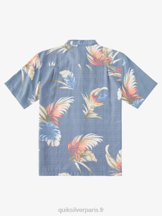 Hommes Quiksilver chemise à manches courtes à fleurs arc-en-ciel waterman D6PT824 enseigne bleu arc-en-ciel floral