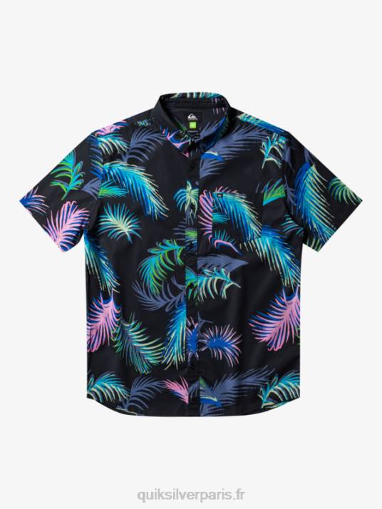 Hommes Quiksilver chemise à manches courtes à imprimé tropical D6PT551 pépin tropical noir
