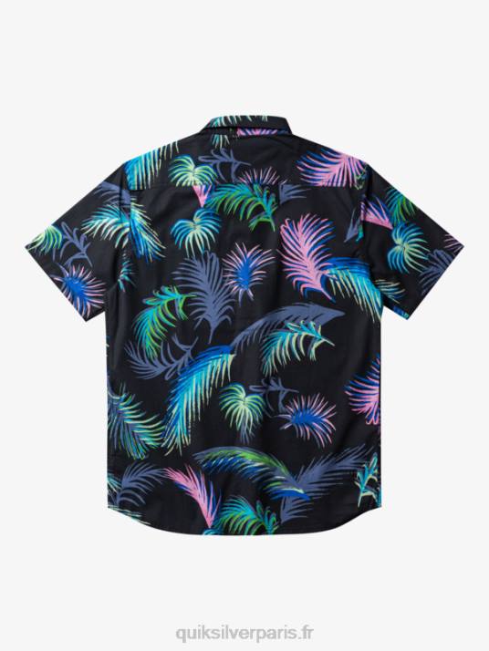 Hommes Quiksilver chemise à manches courtes à imprimé tropical D6PT551 pépin tropical noir