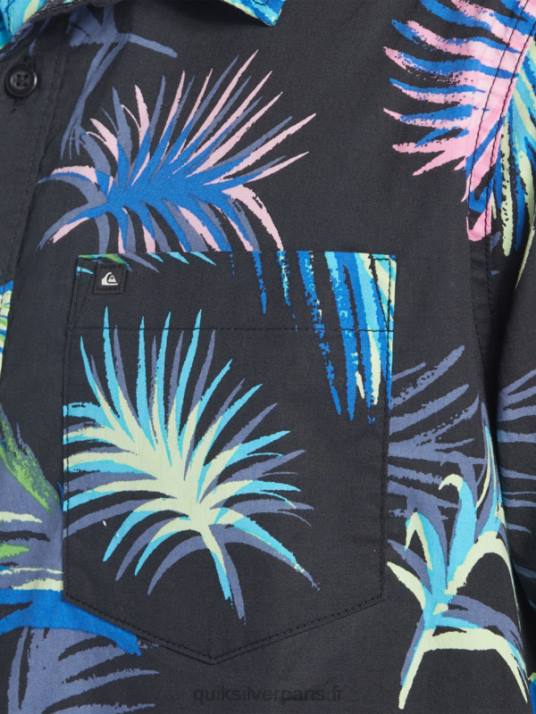 Hommes Quiksilver chemise à manches courtes à imprimé tropical D6PT551 pépin tropical noir