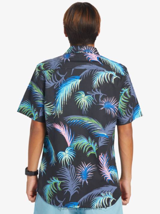 Hommes Quiksilver chemise à manches courtes à imprimé tropical D6PT551 pépin tropical noir