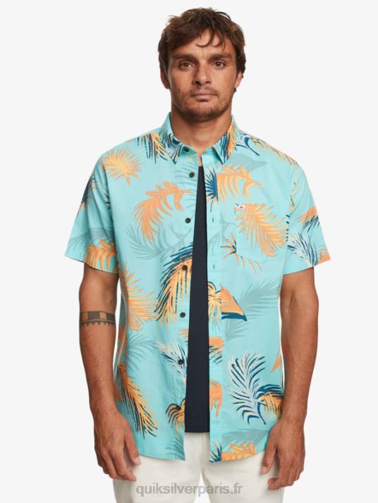 Hommes Quiksilver chemise à manches courtes à imprimé tropical D6PT552 pépin tropical bleu ange