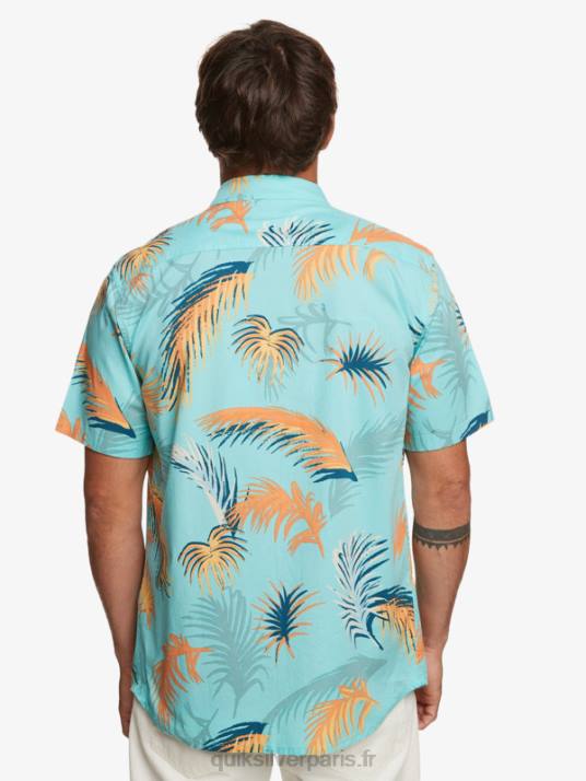 Hommes Quiksilver chemise à manches courtes à imprimé tropical D6PT552 pépin tropical bleu ange