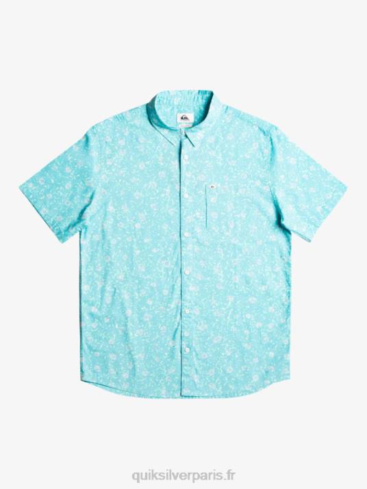 Hommes Quiksilver chemise à manches courtes moelleux fuzz D6PT1230 fuzz moelleux bleu ciel