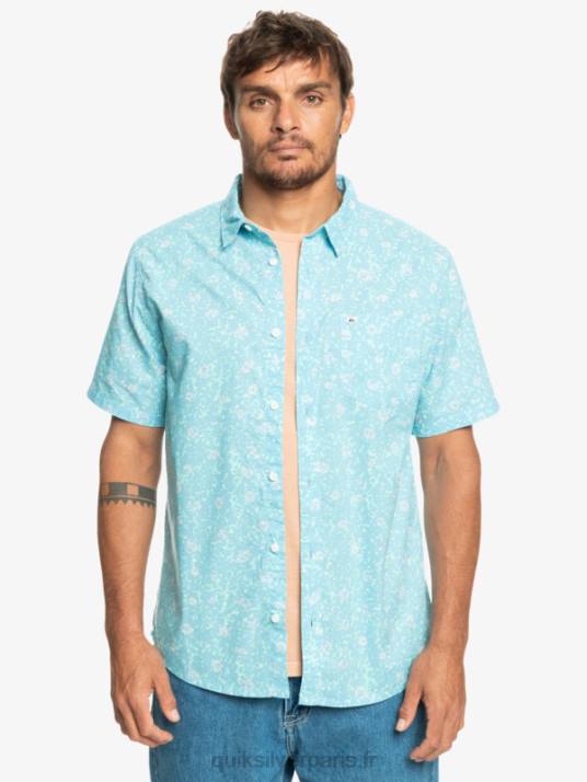 Hommes Quiksilver chemise à manches courtes moelleux fuzz D6PT1230 fuzz moelleux bleu ciel