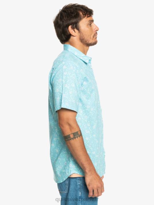 Hommes Quiksilver chemise à manches courtes moelleux fuzz D6PT1230 fuzz moelleux bleu ciel