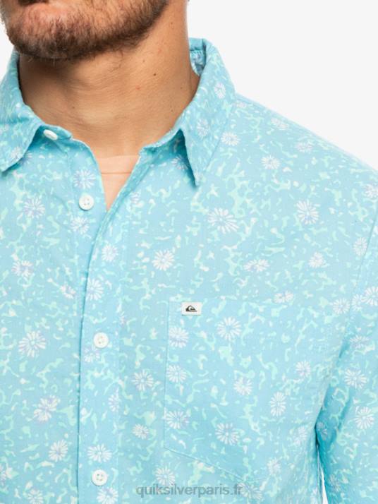 Hommes Quiksilver chemise à manches courtes moelleux fuzz D6PT1230 fuzz moelleux bleu ciel