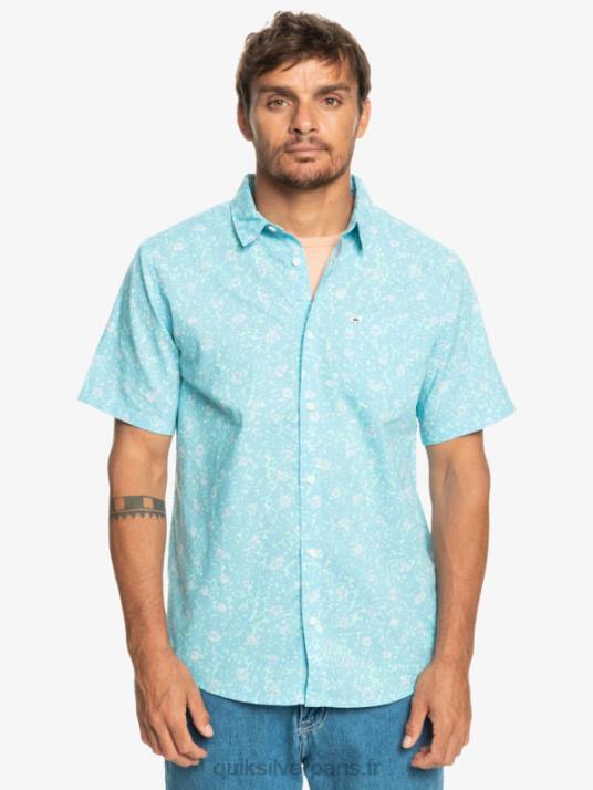Hommes Quiksilver chemise à manches courtes moelleux fuzz D6PT1230 fuzz moelleux bleu ciel
