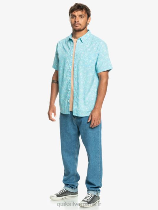 Hommes Quiksilver chemise à manches courtes moelleux fuzz D6PT1230 fuzz moelleux bleu ciel