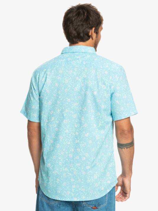 Hommes Quiksilver chemise à manches courtes moelleux fuzz D6PT1230 fuzz moelleux bleu ciel