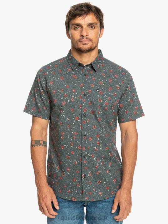 Hommes Quiksilver chemise à manches courtes moelleux fuzz D6PT1231 fuzz moelleux ardoise sombre
