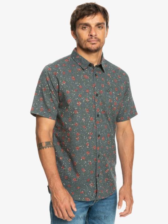 Hommes Quiksilver chemise à manches courtes moelleux fuzz D6PT1231 fuzz moelleux ardoise sombre