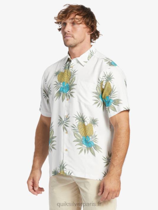 Hommes Quiksilver chemise à manches courtes pour travail sur le terrain waterman D6PT450 travail de champ blanc antique