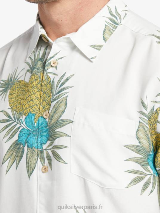 Hommes Quiksilver chemise à manches courtes pour travail sur le terrain waterman D6PT450 travail de champ blanc antique