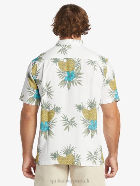 Hommes Quiksilver chemise à manches courtes pour travail sur le terrain waterman D6PT450 travail de champ blanc antique