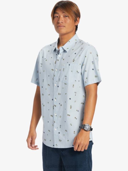 Hommes Quiksilver chemise à manches courtes rave paisible D6PT591 rave paisible bleu céleste s