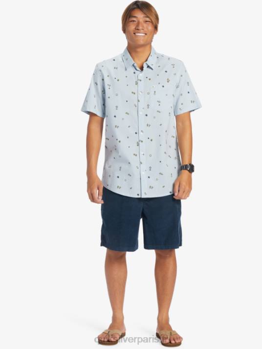 Hommes Quiksilver chemise à manches courtes rave paisible D6PT591 rave paisible bleu céleste s