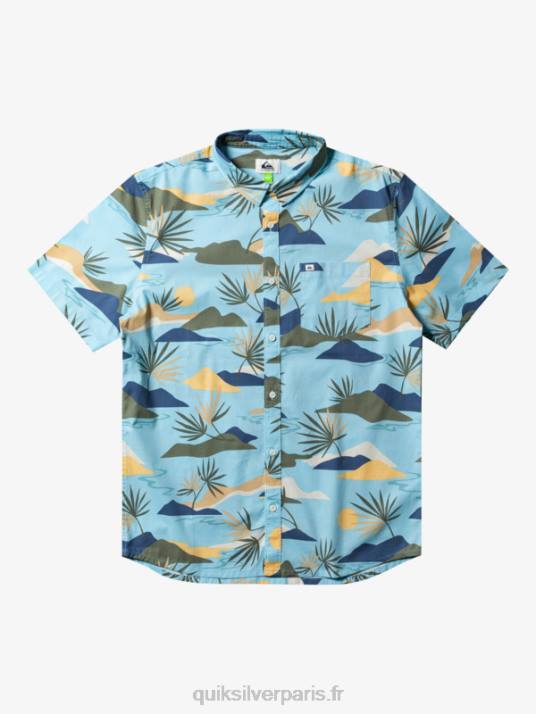 Hommes Quiksilver chemise à manches courtes slow dazed D6PT665 bleu ciel slow daze ss