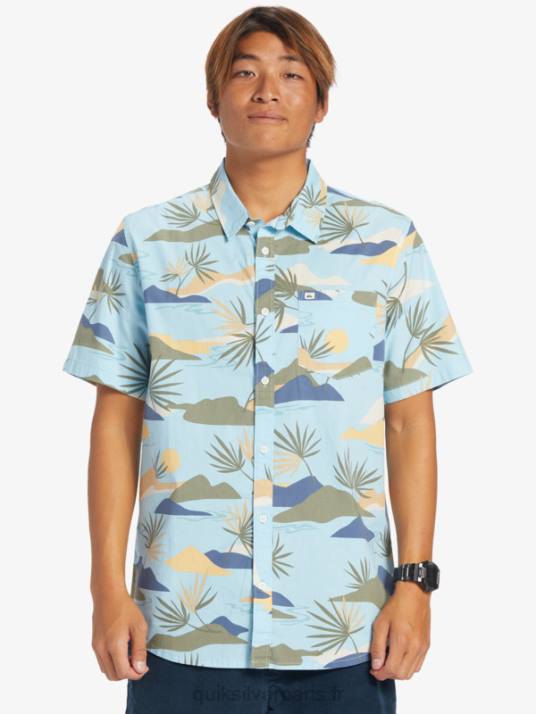 Hommes Quiksilver chemise à manches courtes slow dazed D6PT665 bleu ciel slow daze ss